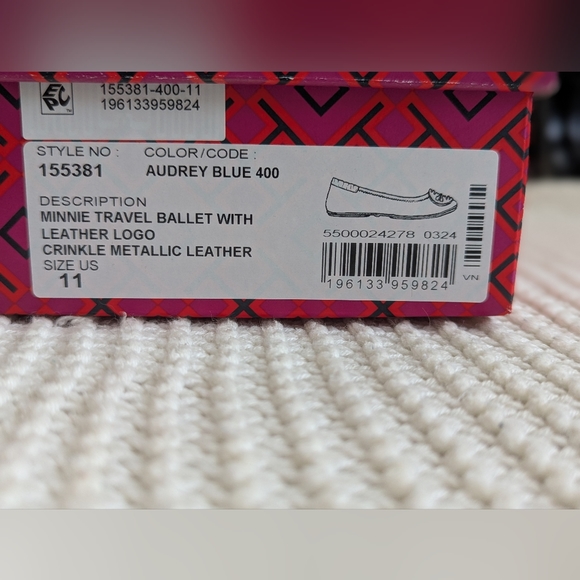 EUC Tory Burch Minnie Ballet Flats, Audrey Blue, Size 11 - Picture 2 of 7